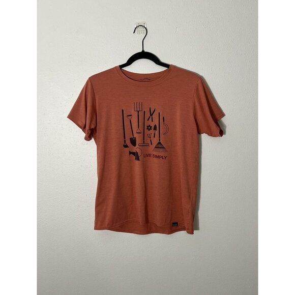 Patagonia Women’s Live Simply Garden Tools Capilene Cool Orange Shirt Medium - Picture 2 of 13